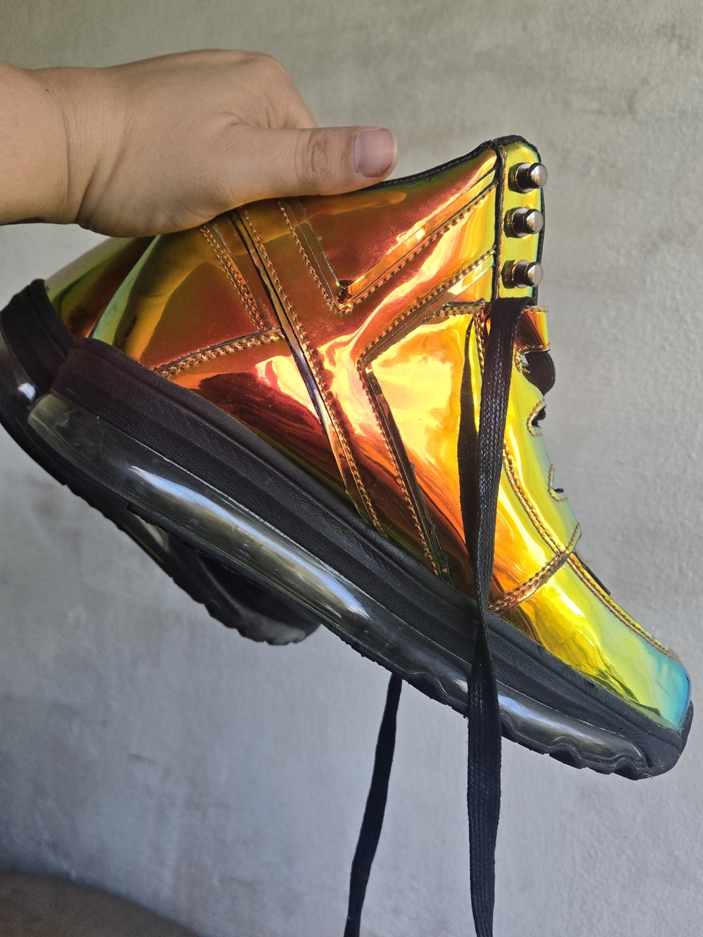 Holographic YRU Qozmo Aiire Orange-Gold Women's High-Top Light Up Sneaker